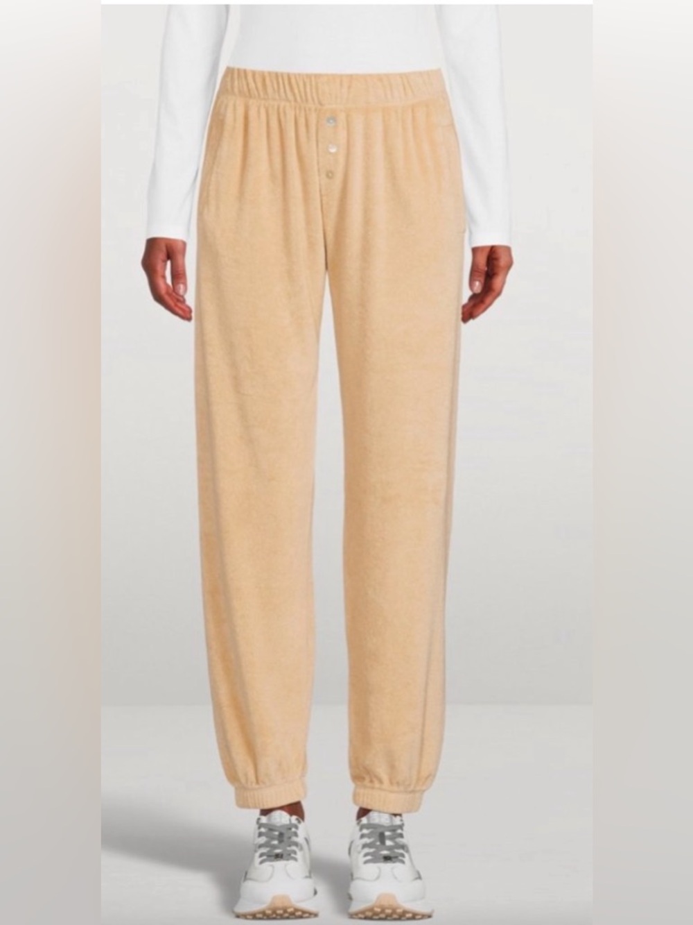 DONNI. Terry Henley Terry Sweatpants Relaxed-Fit Women's Jogger Pants Cream